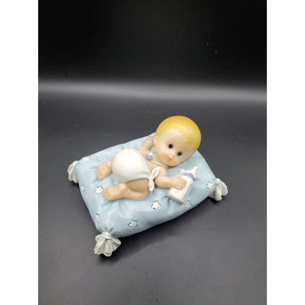New In Box Baby Boy On Pillow Figurine By Turtle King Corporation Diaper Bottle - Picture 10 of 10